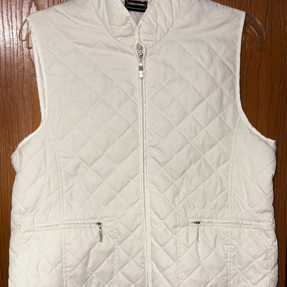 Bobbie Brooks Ivory Quilted Adjustable Vest Sz 10/12